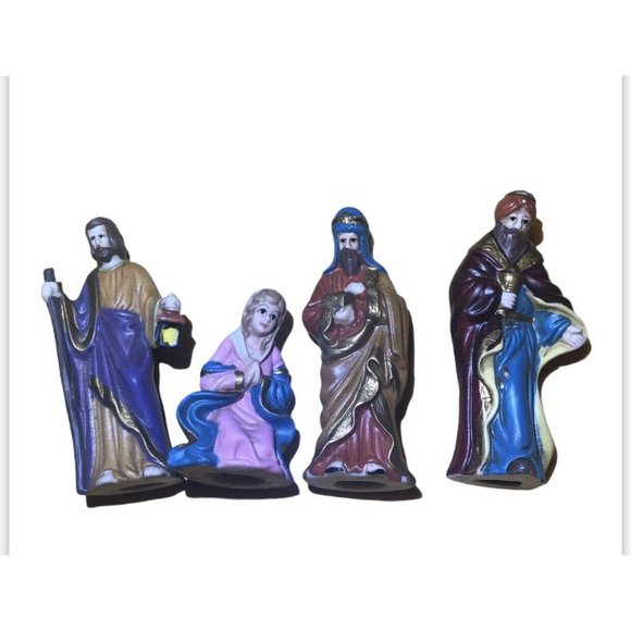 VTG Christmas handpainted 4pc polyresin 3.5” nativity replacement Realistic pcs - Picture 5 of 5